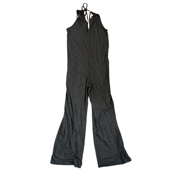 Socialite Womens Sleeveless Halter Jumpsuit Charcoal Grey Size S Made In USA - Picture 2 of 9